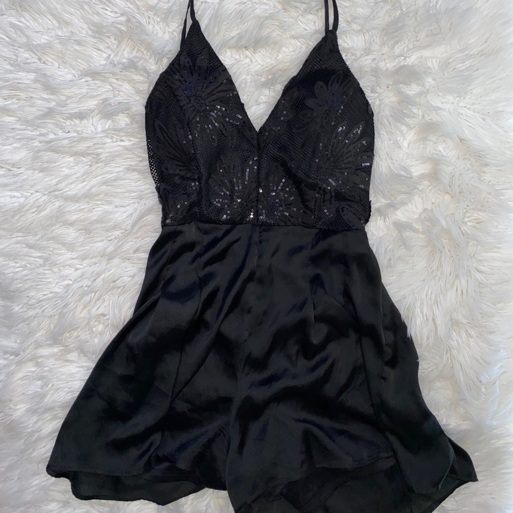 Satin black romper